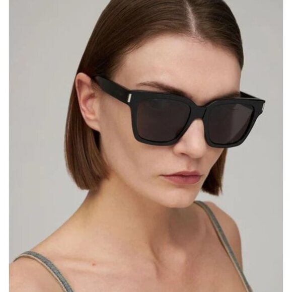 NEW Saint Laurent New Wave SL507 001 Black Grey Square Unisex Sunglasses SL 507